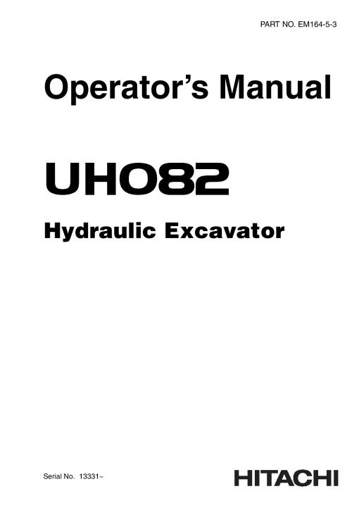 Hitachi UH082 Hydraulic Excavator EM16453 Operation Maintenance Manual PDF Download