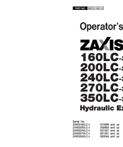 Hitachi ZAXIS 160LC-3 300LC-3 340LC-3 270LC-3 350LC-3 Hydraulic Excavator Operation Maintenance Manual PDF Download