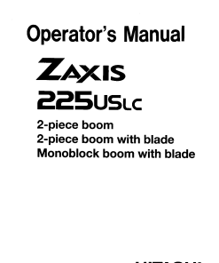 Hitachi ZAXIS 225USLC Excavator Serial 115598-up Operation Maintenance Manual PDF Download