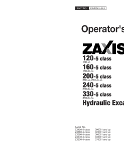 Hitachi ZAXIS 300-5 class ZAXIS350LC-5A ZAXIS240-5 class ZAXIS 250LC-5A Hydraulic Excavator Serial 300001-030001-070001-up Operation Maintenance Manual PDF Download