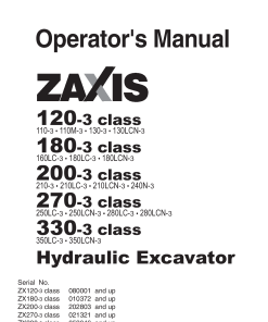 Hitachi ZAXIS120-3 Class ZAXIS110-3 ZAXIS110M-3 ZAXIS130-3 ZAXIS130LCN-3 Hydraulic Excavator Serrial 080001-up Operation Maintenance Manual PDF Download