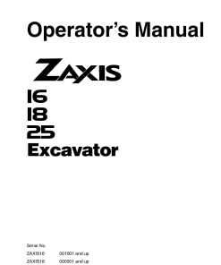 Hitachi ZAXIS16 ZAXIS18 ZAXIS25 Excavator Serial 001001-000501-up Operation Maintenance Manual PDF Download