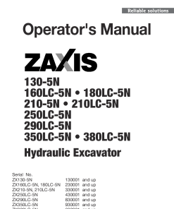 Hitachi ZAXIS250LC-5N 290LC-5N 350LC-5N 380LC-5N Hydraulic Excavator Operation Maintenance Manual PDF Download