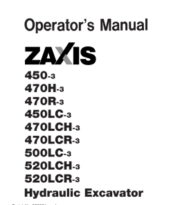 Hitachi ZAXIS500LC-3 ZAXIS520LCH-3 ZAXIS520LCR-3 Hydraulic Excavator Operation Maintenance Manual PDF Download