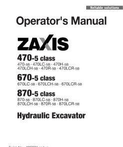 Hitachi ZAXIS870-5 Class 870-5B 870LC-5B 870H-5B 870LCH-5B 870R-5B 870LCR-5B Hydraulic Excavator Operation Maintenance Manual PDF Download