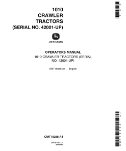 John Deere 1010 Crawler Tractor North American Serial 042001-up OMT19258 Operation Maintenance Manual PDF Download