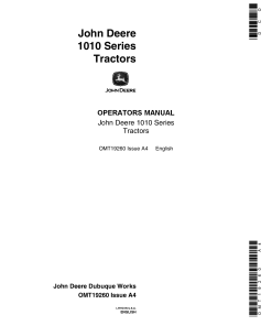 John Deere 1010 Wheel Tractors RUS Row Crop Serial 42001-up OMT19260 Operation Maintenance Manual PDF Download