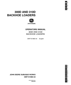 John Deere 300D 310D Backhoes Construction OMT151966 Serial-802199 Operation Maintenance Manual PDF Download