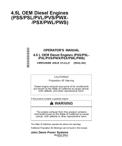 John Deere 4.5L 4045 OEM Diesel Engines PowerTech TM OMRG39498 Operation Maintenance Manual PDF Download
