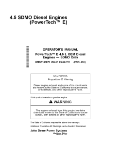 John Deere 4.5L 4045 SDMO Diesel EnginesTier 3 StageIIIA PowerTech OMDZ105876 Operation Maintenance Manual PDF Download