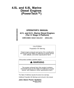 John Deere 4.5L 6.8L Marine Diesel Engines 4045 6068 PowerTech Tier2 StageII Operation Maintenance Manual PDF Download