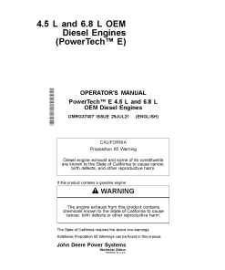 John Deere 4.5L 6.8L OEM Diesel Engine 4045HF285 6068HF285 PowerTech E Operation Maintenance Manual PDF Download