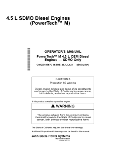 John Deere 4.5L SDMO Diesel Engines 4045 4045HF280 PowerTech Operation Maintenance Manual PDF Download