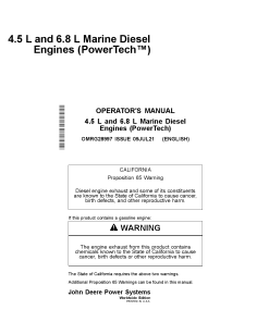 John Deere 4.5L and 6.8 L Marine Diesel Engines 4045TFM50 6068TFM50 6068SFM50 PowerTech TM Operation Maintenance Manual PDF Download