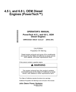 John Deere 4045DF270 4045HF275 4045TF270 4045TF275 6068HF275 6068TF275 OEM Diesel Engines PowerTech Operation Maintenance Manual PDF Download