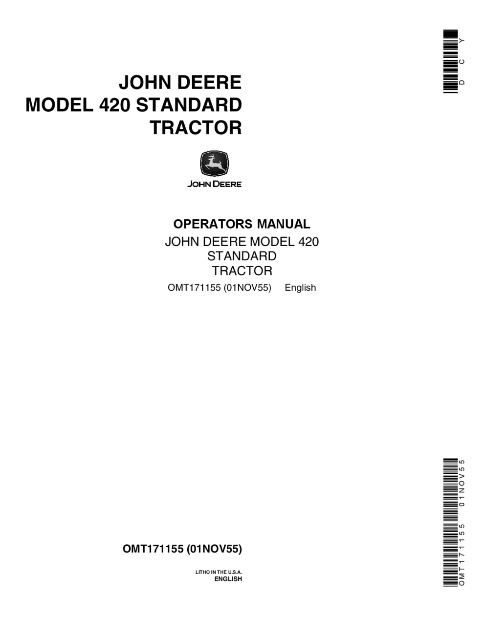 John Deere 420 Standard Tractor Construction Operation Maintenance