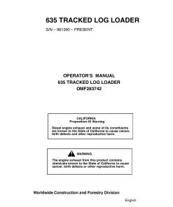 John Deere 635 Tracked log Loader Knuckleboom Serial 961390-up Forestry OMF283742 Operation Maintenance Manual PDF Download