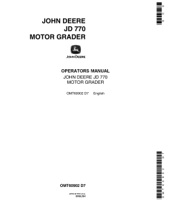 John Deere 770 Motor Graders Construction OMT60902 Operation Maintenance Manual PDF Download