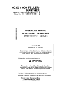 John Deere 903G and 900 Feller Buncher Construction And ForestryOMF388113 Operation Maintenance Manual PDF Download