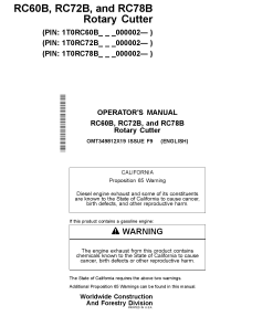 John Deere RC60B RC72B RC78B Rotary Cutter OMT349812X19 Operation Maintenance Manual PDF Download