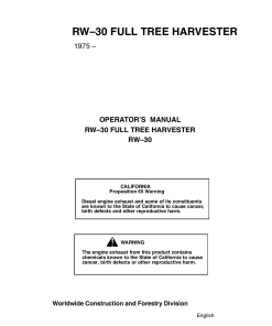 John Deere RW30 Full Tree Harvester Forestry RW30001 Operation Maintenance Manual PDF Download
