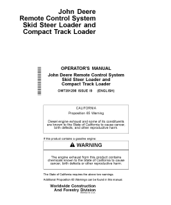 John Deere Remote Control System 312GR 314G 316GR 318G 317G Skid Steer Loader and Compact Track Loader Operation Maintenance Manual PDF Download