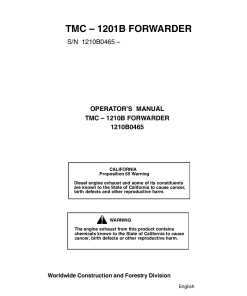 John Deere TMC 1201B FORWARDER Forestry 1201B0465 Operation Maintenance Manual PDF Download