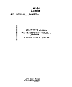 John Deere WL56 Loader Construction OMT406307X19 Operation Maintenance Manual PDF Download