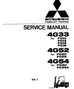 Mitsubishi 4G33 Gasoline Engine Forklift Trucks for FG10 FG14 FG15 FG18 Service Workshop Manual PDF download