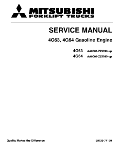 Mitsubishi 4G63 4G64 Engine Gasoline Serial AA0001-ZZ9999-up Forklift Trucks Service Workshop Manual PDF download
