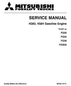 Mitsubishi 4G63 4G64 Engine Gasoline Serial PA3487-up FG20 FG25 FG30 FG35A Forklift Trucks Service Workshop Manual PDF download