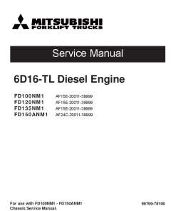 Mitsubishi 6D16-TL Diesel Engine Forklift Trucks for FD150ANM1S FD 100 120 135 NM1S Service Workshop Manual PDF download