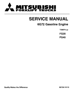 Mitsubishi 6G72 Gasoline Engine Forklift Trucks for FG35 FG40 Service Workshop Manual PDF download