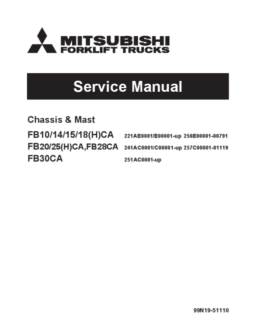 Mitsubishi FB14CA FB15CA FB18CA FB18HCA Forklift Trucks Service Workshop Manual PDF download