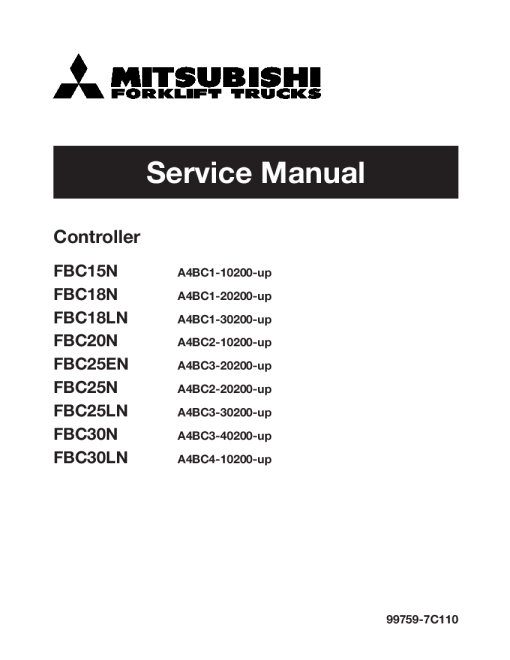 Mitsubishi FBC25EN FBC25LN FBC30LN Controller Forklift Trucks Service Workshop Manual PDF download