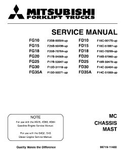Mitsubishi FD10 FD14 FD15 FD18 FD20 FD25 FD30 FD35A Forklift Trucks 99719-11400 Service Workshop Manual PDF download