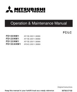 Mitsubishi FD100NM1 FD120NM1 FD135NM1 FD150ANM1 Forklift Trucks Operation and Maintenance Manual PDF download