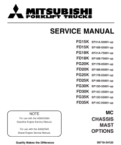 Mitsubishi FD15K FD18K FD20K FD25K FD30K FD35K-MC Forklift Trucks 99719-54120 Service Workshop Manual PDF download