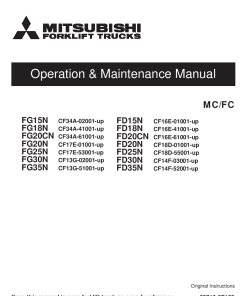 Mitsubishi FD15N FD18N FD20CN FD20N FD25N FD30N FD35N Forklift Trucks Serial CF Operation and Maintenance Manual PDF download