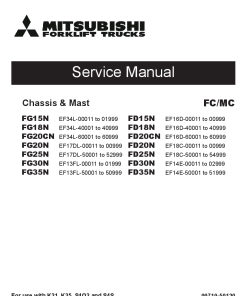 Mitsubishi FD15N FD18N FD20CN FD20N FD25N FD30N FD35N Forklift Trucks Serial EF- Service Workshop Manual PDF download