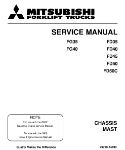 Mitsubishi FD35 FD40 FD45 FD50 FD50C Forklift Trucks Service Workshop Manual PDF download