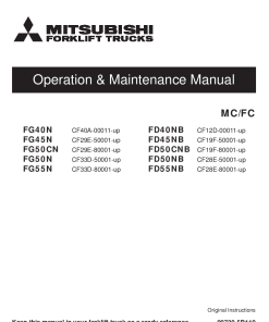 Mitsubishi FD40NB FD45NB FD50CNB FD50NB FD55NB Forklift Trucks Serial CF-Operation and Maintenance Manual PDF download