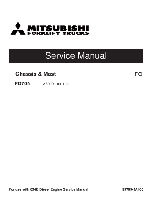 Mitsubishi FD70N Forklift Trucks Service Workshop Manual PDF download