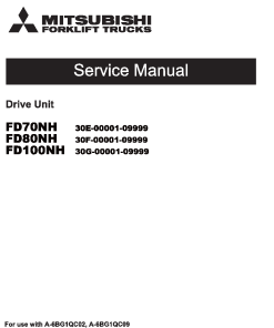 Mitsubishi FD70NH FD80NH FD100NH Forklift Trucks Service Workshop Manual PDF download