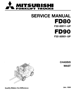 Mitsubishi FD80 FD90 Forklift Trucks 00011-up 50001-up Service Workshop Manual PDF download