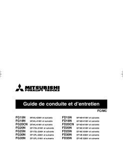 Mitsubishi FG15N FG18N FG20CN FG20N FG25N FG30N FG35N Forklift Trucks French Manuel dutilisation et dentretien a telecharger au format PDF