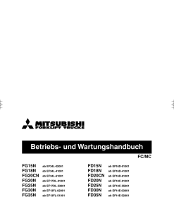 Mitsubishi FG15N FG18N FG20CN FG20N FG25N FG30N FG35N Forklift Trucks German Bedienungs und Wartungshandbuch PDF Download