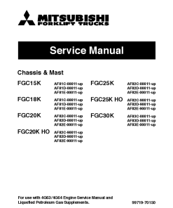 Mitsubishi FGC15K FGC18K FGC20K FGC25K FGC30K Forklift Trucks Cushion Tire Service Workshop Manual PDF download