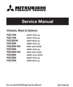 Mitsubishi FGC15N FGC18N FGC20N FGC25N FGC30N FGC33N Forklift Trucks Serial 10121-up Service Workshop Manual PDF download