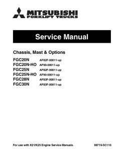 Mitsubishi FGC20N FGC25N FGC28N FGC30N FGC20N HO FGC25N HO Forklift Trucks Serial 00011-up Service Workshop Manual PDF download